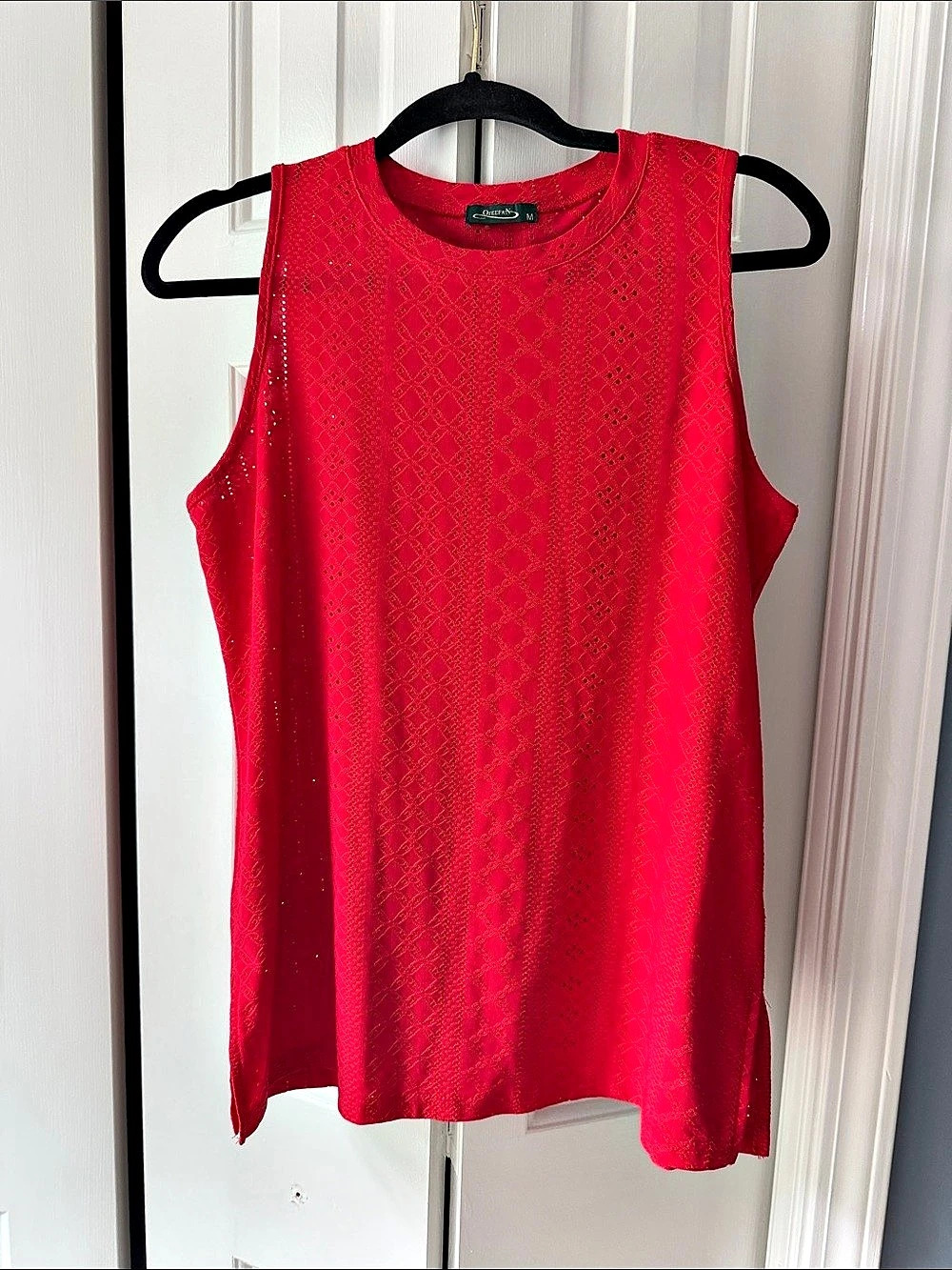 OFEFAN Red Geometric Tank Top Size Medium Like New